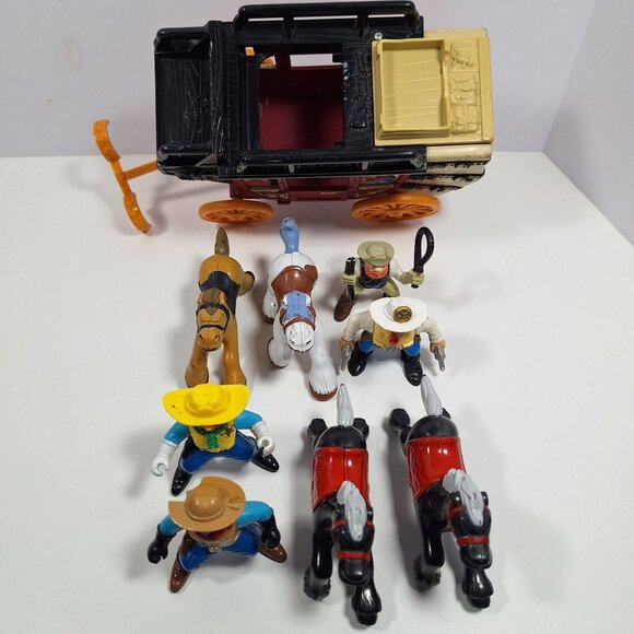Great Adventures Wild West Western Stagecoach Cowboys Horses Fisher Price - Picture 14 of 16